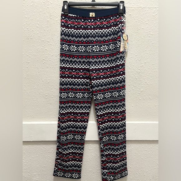 Bearpaw Boys Christmas Holiday Pajama Pants in Navy and Red Pattern NWT 10-12 - Picture 1 of 5